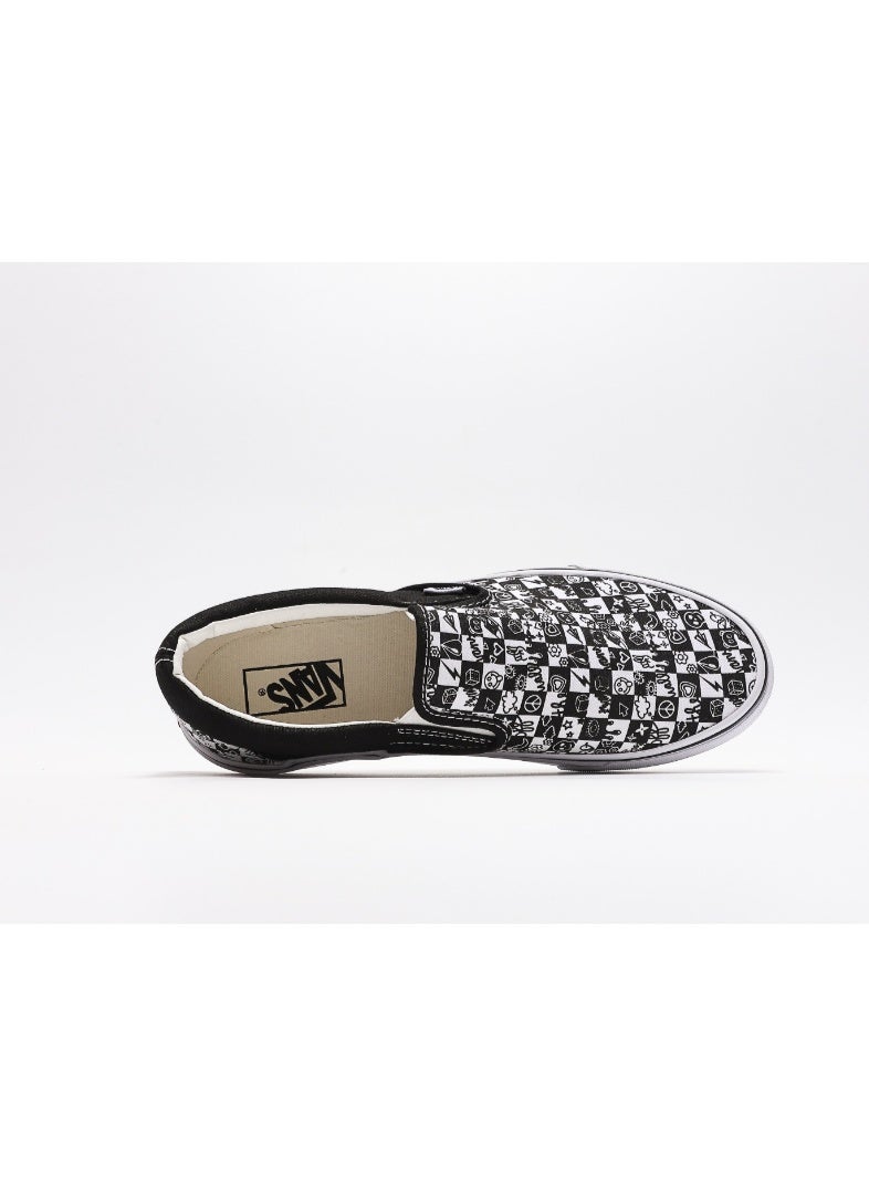 Vans Slip-On Black & White Doodle Print Canvas Sneakers - Image 3